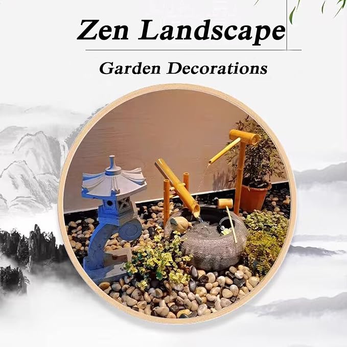 Indoor Outdoor Bamboo Fountain, Bamboo Traditional Japanese Rocking Water Fountain, Zen Garden Decor with Water Pump, 6W Solar Panel, 2M Tube, for Garden Terrace Pond