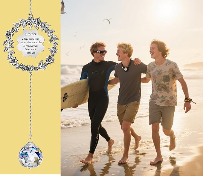 Suncatcher Gifts for Brother,Valentines Birthday Gifts for Brother, Sun Catcher for Christmas Birthday Thanksgiving Valentines Day