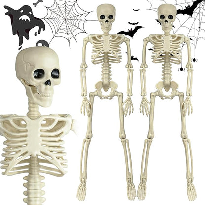 18 Packs Skeleton Halloween Decorations Outdoor with 16" Full Body Posable Joints Skeletons Decor, Halloween Party Decor Indoor, Yard Garden Lawn Graveyard Haunted House Props Spooky Party Decorations