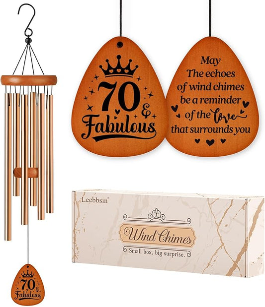 Leebbsin Birthday Gifts for Women, 70th Birthday Gifts Wind Chimes, Happy 70 Years Old Gift for Women Friendship, Best Friends, Coworker, Sister, Mom, Wife, Female, Best Gift Ideas