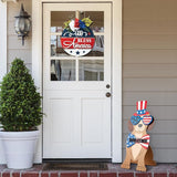 Glitzhome 30"H Patriotic Porch Sign Wooden Americana Labrador-shape Easel Porch Decor Front Door Sign for 4th of July Independence Day Memorial Day Decoration