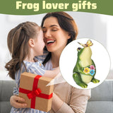 Threehoney Solar Garden Frog Statues with Lights Waterproof Outdoor Frog Decor Outside Garden Decor for Patio Porch Yard, Mother's Day Gardening Gift for Mom, Women Frogs Lovers