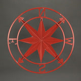 Zeckos 20-Inch Diameter Coral Orange Finish Metal Nautical Compass Rose Wall Hanging - Rustic Navigational Decorative Accent for Indoor and Outdoor Decor Spaces