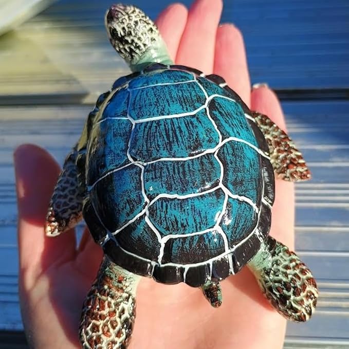 Purple Star Small Turtle Figurine Sea Turtles Figurine Little Resin Turtle for Garden Coastal Beach Decor Outdoor Outside Pond Yard Ornaments Decorations Mini Statue Women Mother Gifts Blue