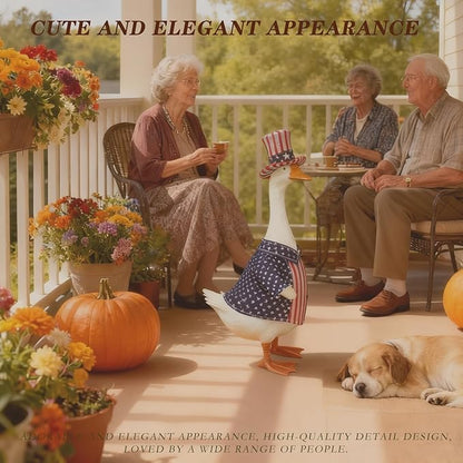 Independence Day Style Cute Outfit for 23-Inch Cement Goose – Outdoor Garden Yard Porch Decor