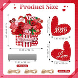 3 Pcs Valentines Metal Yard Signs and Hanging Wall Sign, Outdoor Valentines Metal Yard Stakes Heart Welcome Sign for Indoor Front Door Lawn Walkway Anniversary Wedding Party