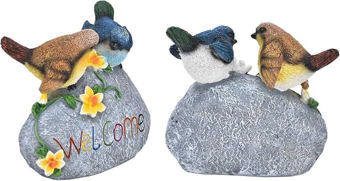 Bird Garden Decor Resin Animal Garden Figurines Welcome Sign Sculptures Statues for Yard Patio Lawn Outdoor Decoration Durable Weather Design