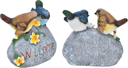 Bird Garden Decor Resin Animal Garden Figurines Welcome Sign Sculptures Statues for Yard Patio Lawn Outdoor Decoration Durable Weather Design