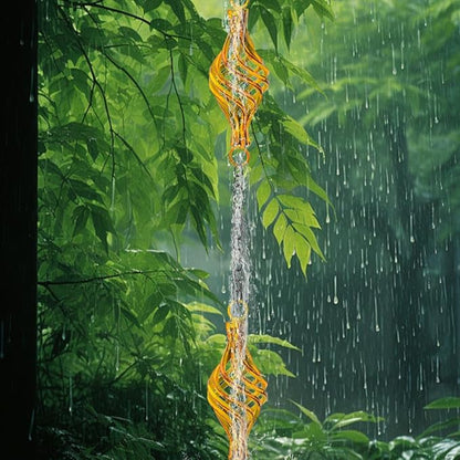dreamysoul 9.8 FT Rain Chain, Iron Rain Chain for Gutters, Bird Cage Decorative Rain Chains for Downspouts Adjustable Length