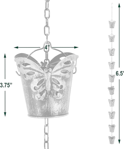 Arcadia Garden Products RC02 Butterfly Pail Rain Chain, Antique Yellow