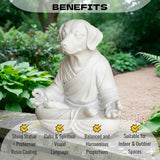 OLOMA Decorative Meditating Dog Statue Concrete Stone Sculpture Heavy Resin Coated Weather Resistant Outdoor Indoor Yard Patio Meditation Accent Feature for Garden Spaces