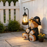 Decorative Solar Lights Garden Cat Statue Outdoor Figurine Light Themed Wizard Cat Lantern for Garden Decoration Outdoor Decor