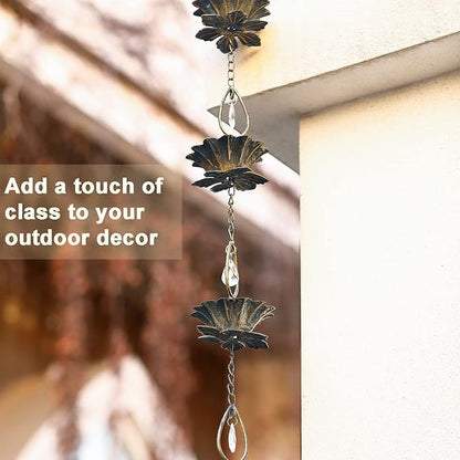 8.5Ft Rain Chain for Gutters,Lotus Rain Chain for Gutters Downspout Replacement, Decorative & Functional Rain Catcher Chain for Patio/Garden