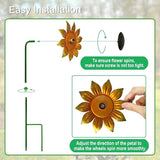 Wind Spinners Outdoor,5 Pack Sunflower Garden Stakes for Outdoor Decorations,Metal Wind Spinner Yard Art Decor for Patio,Lawn