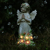 Panven Garden Decor Angel Statue, Outdoor Patio Garden Sculptures & Statues, Solar Yard Decorations Lawn Ornaments Figurines for Outside