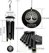 Personalized Tree of Life Wind Chimes - Deep Melody, Custom Engraving, Thoughtful Outdoor Gift