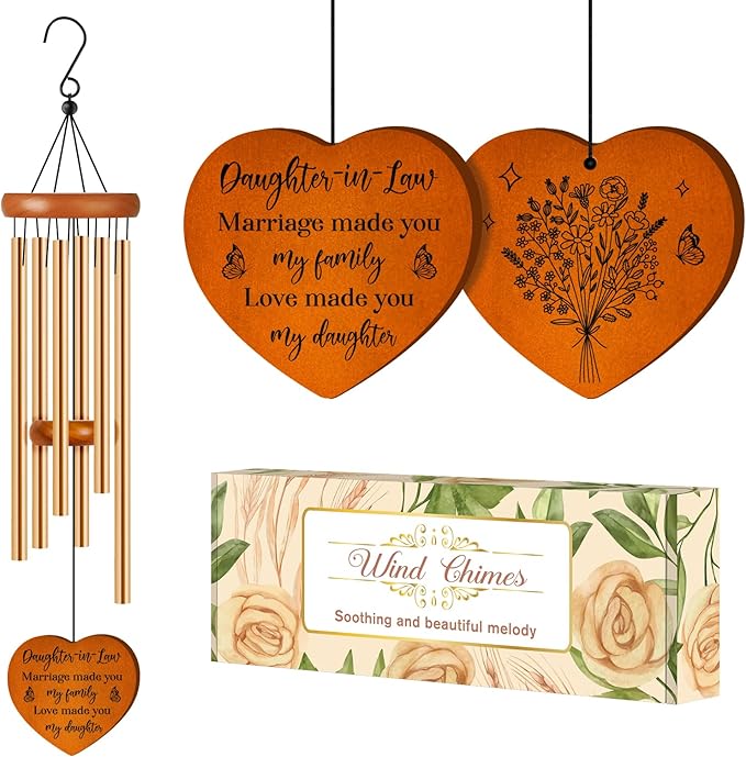 Daughter in Law Mothers Day Funny Gifts, Birthday Wedding Gift for Daughter in Law - Wind Chimes, Anniversary Presents for Future Daughter- in-Law, Son Girlfriend from Mother, Mom, Mother in Law