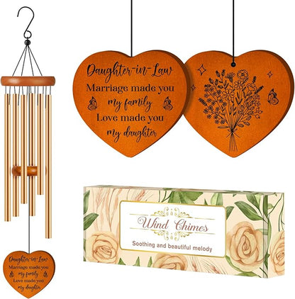 Daughter in Law Mothers Day Funny Gifts, Birthday Wedding Gift for Daughter in Law - Wind Chimes, Anniversary Presents for Future Daughter- in-Law, Son Girlfriend from Mother, Mom, Mother in Law