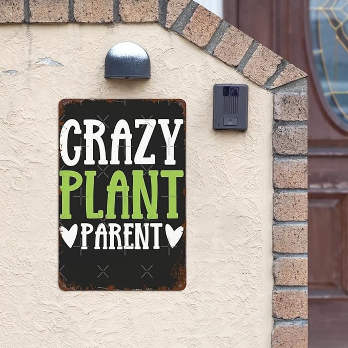 patio wall decor Crazy Plant Parent vintage signs metal Bathroom Wall Decor Sign for Bathroom,Kitchen,Yard,Garage,Cafe,Hotel and Home Fun Quotes and Inspirational Messages 8X12inch