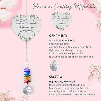 Gifts for Grandma - Mother’s Day Birthday Gift - Meanigful Keepsake - Heartfelt Gift for Grandmother Mom Mama Nana from Granddaughter Daughters - Crystal Rainbow Maker - Hanging Window Decor