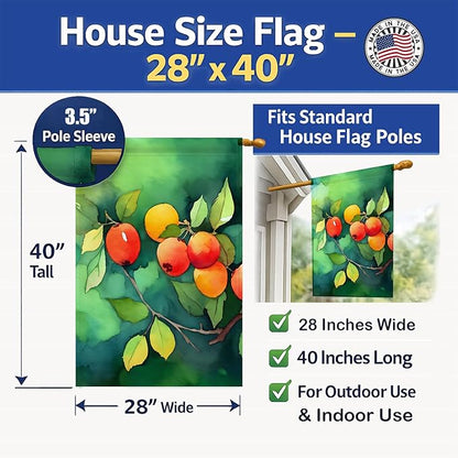 Caroline's Treasures Missouri Hawthorns in Watercolor House Flag Large Porch Sleeve Pole Decorative Outside Yard Banner Artwork Wall Hanging, Polyester, House Size, Multicolor