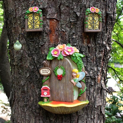 Miniature Fairy Garden Decoration - Outdoor Statues, Gnomes, Fairy Garden Accessories Kit, Art Yard Tree Face Decoration, Glow in The Dark