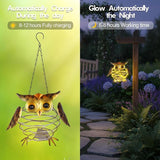 2 Pack Owl Solar Lights Outdoor Hanging Lantern with Handle, Solar Powered Owl Garden Decor for Outside Patio Yard Porch Pathway Owl Gifts for Women (Warm White LED Lights)