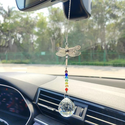 Crystal Sun Catcher Rear View Mirror Accessories, Colorful Crystals Suncatcher Car Mirror Hanging Accessories Car Decor, Hanging Ornament for Window Home Garden etc.