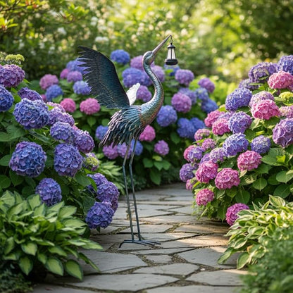 Crane Garden Statues for Outside, 43" Metal Heron Yard Art & Garden Sculptures - Large Outdoor Decor for Patio, Backyard, Pond, Lawn Ornaments