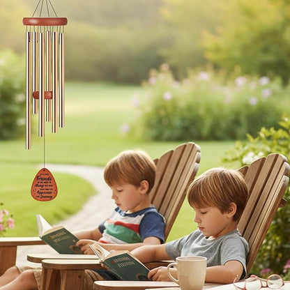 Friendship Gifts Wind Chimes - Windchimes for Outside with Greeting Card Metal Hanging Decor Garden Patio Yard Home Porch Decorations Christmas New Year Birthday Gift for Best Friends Bestie