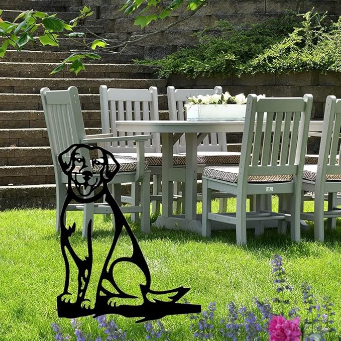 Adorable Dog Stake Decoration Yard Garden Outdoor Metal Art Dog Silhouette Decoration Steel Dogs Statue Adorable Ornament Gift (Labrador Retriever)