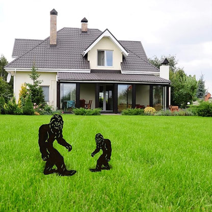 TT & MM Bigfoot Yard Decor Metal Garden Stakes,Set of 2 Big Foot Sasquatch Gifts for Men/Women,Outdoor Bigfoot Silhouette Statues for Yard Art,Patio,Lawn - 15.7”H x 8.3”W & 7.8”H x 4.1”W