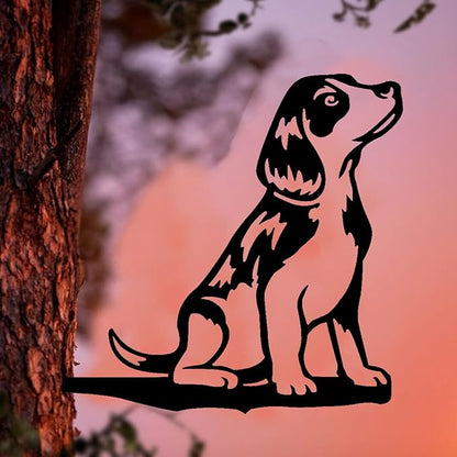 Metal Garden Dog Statue Ornament Gift Metal Art Dog Silhouette Decoration Steel Dogs Statue Decorative Garden Stakes for Yard, Lawn, Patio, Pathway (Beagle)