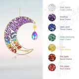 Yoption Moon Tree of Life Agate Slice Wind Chime, Handmade 7 Chakra Healing Crystal Stone Wind Chime for Home Wall Garden Decorative Ornament, Unique Gift