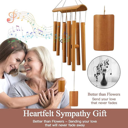 Virekm Windchimes Outdoors, Memorial Wind Chimes, Bamboo Wind Chimes for Outside Clearance Deep Tone for Patio Garden Home Décor, Natural Beautiful Sound