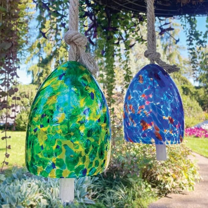 Gift Essentials Blown Glass Bell Wind Chime (Cobalt Blue) 5.5 Inches