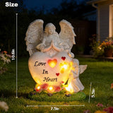 VEEKI Solar Angel Garden Statue Outdoor, Praying Angel Statues Solar Figurine Lights Outdoor Waterproof, Resin Angel Sculpture for Garden Yard Lawn Grave Cemetery Decor, Gift for Mom Grandma Women
