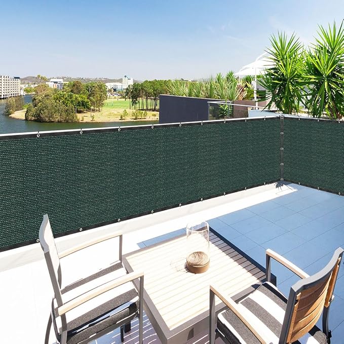 Houssity Green 3' x 97' Balcony Deck Fence Privacy Screen Cover Panel Shade Cloth Fabric for Chain Link Fence Patio Pool Railing Driveway Walkway Porch Playground Dog Kennel Residence Commercial Use