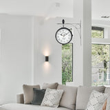 JHY DESIGN 12-Inch Double-Sided Wall Clock Waterproof Indoor Outdoor Clock Hanging Metal Clock Battery Operated Decorative for Home Corner Patio Pool Garden Decor (Black)
