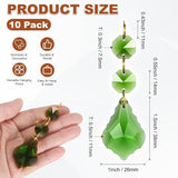 M METERXITY 10PCS Crystal Suncatcher 2 Leaves Prisms Pendants Ornament, 38mm Chandelier Hanging Crystal Sun Catcher Beads for Home Garden Windows Wedding DIY Decoration [Medium Green]