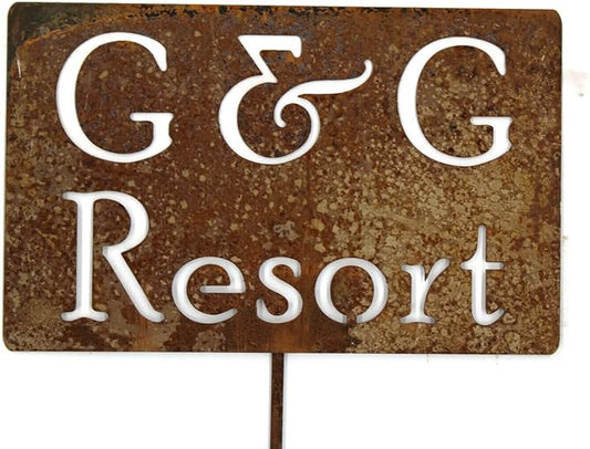 Classic Metal Garden Markers Clearance Items 20 to 33 Inches Tall (G&G Resort 23", Naturally Rusted)