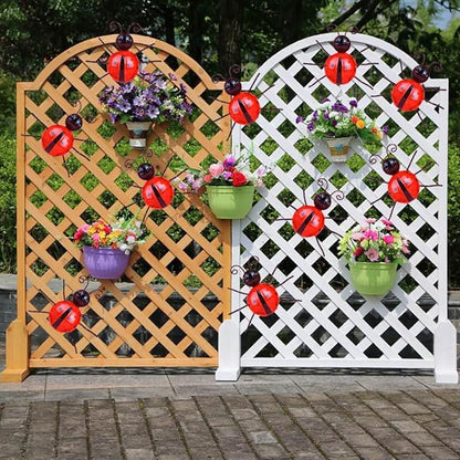 MACLARONX Metal Ladybugs Garden Fence Yard Art Decor 3D Bulk Cute Ladybirds Wall Sculpture Rustic Outdoor Patio Figurines Backyard Ornaments for Home Decorations (Set of 5)