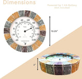 Lily's Home 10 inch Indoor or Outdoor Wall Thermometer Stone Frame Battery Operated Quartz Movement, Operated Decor for Family Room, Office, Game Room,Garden, Backyard, Pool