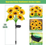 Solar Sunflower Lights Outdoor Waterproof 4 Pack Solar Flowers Lights for Garden Decor Patio Yard,Birthday Gifts for Mom Grandma