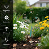 Calla Lily Garden Stake with Bells, Metal Flower Decorative Garden Stakes, 34" H Yard Art for Outdoor Lawn Patio Pathway Decor, Copper Green