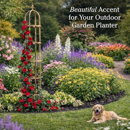 Plow & Hearth Metal Garden Obelisk | Indoor/Outdoor | Powder-Coated Steel | Trellis for Climbing | Floral Pattern | 11" Dia. x 8'H | Bronze