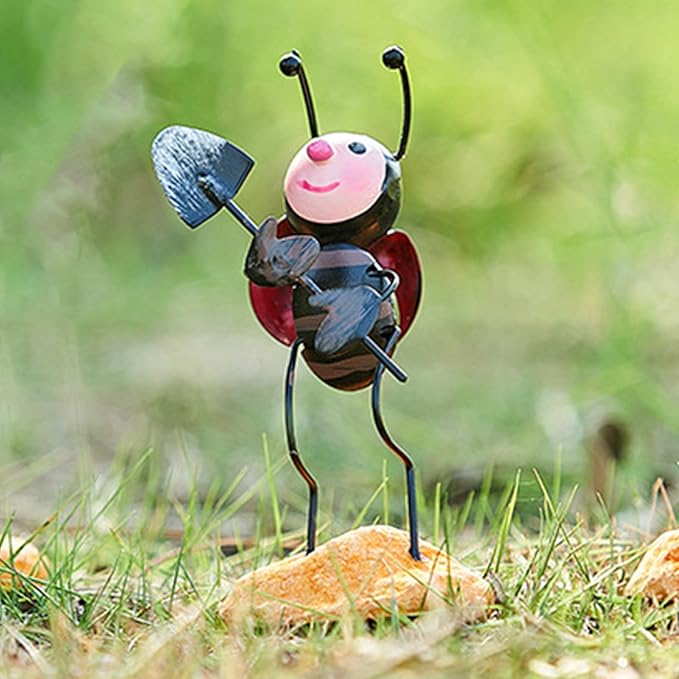 Metal Ant Garden Decor Sculpture Metal Garden Decor for Outside,Garden Sculpture Cute Ant Garden Statue for Backyard,Patio,Tree,Lawn (Yellow, 6PCS)