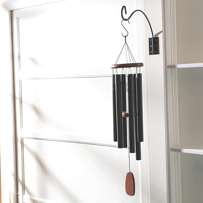Woodstock Wind Chimes Outdoor Hanging Bracket,Windchime Hanger Black Iron Metal Hanger for Outside, Patio Garden Yard Lawn Porch Décor