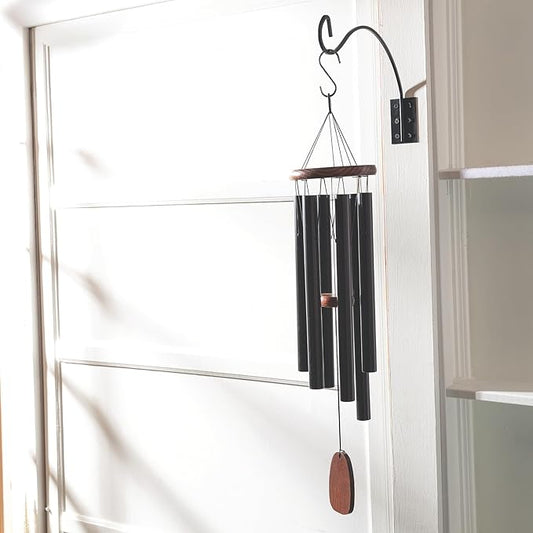 Woodstock Wind Chimes Outdoor Hanging Bracket,Windchime Hanger Black Iron Metal Hanger for Outside, Patio Garden Yard Lawn Porch Décor