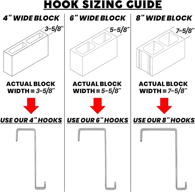 Over The Wall Heavy Duty Concrete Cinder Cement Block Wall Outdoor No Drill Fence Hooks Hangers - Extra Long Large Rafter Ladder Pool Equipment Pole Hangers for Planters Hoses Horse Tack Organization